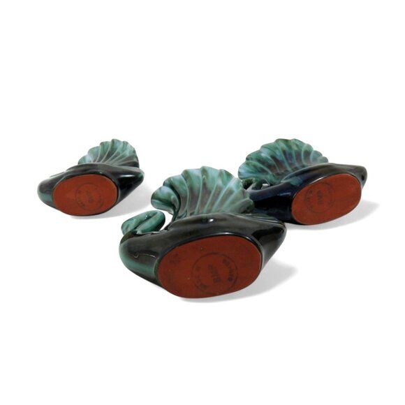 BMP Canada Green Ceramic SWAN Vases Trio Vintage Home Decor 6" Tall - Picture 10 of 11